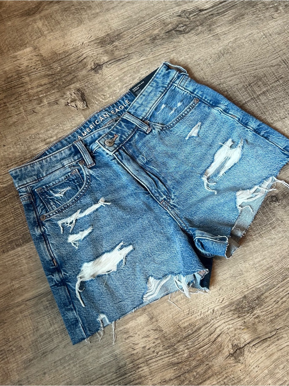 American Eagle Light Blue Denim Shorts with Button Detail